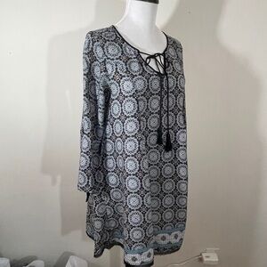 Hem & Thread sz sm tunic boho style blk design